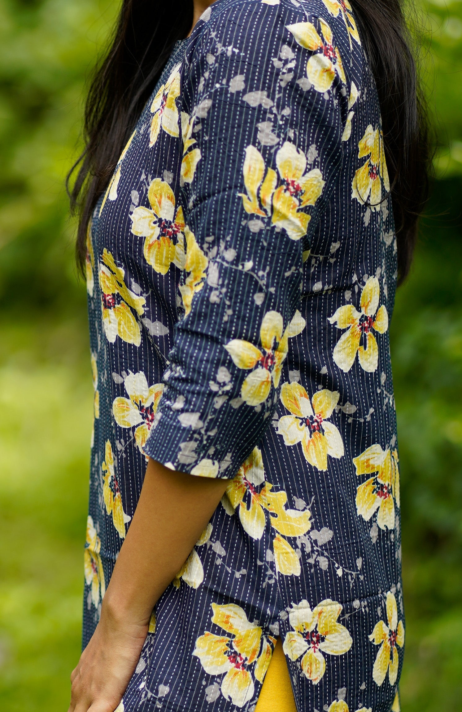 Yellow petals on blue